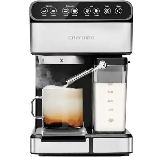 Chefman 6-in-1 Espresso Machine with Built-In Milk Frother