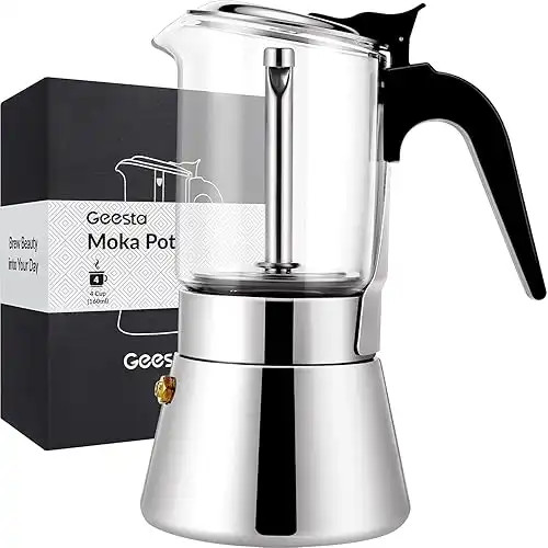 GEESTA Crystal Glass-Top Moka Pot